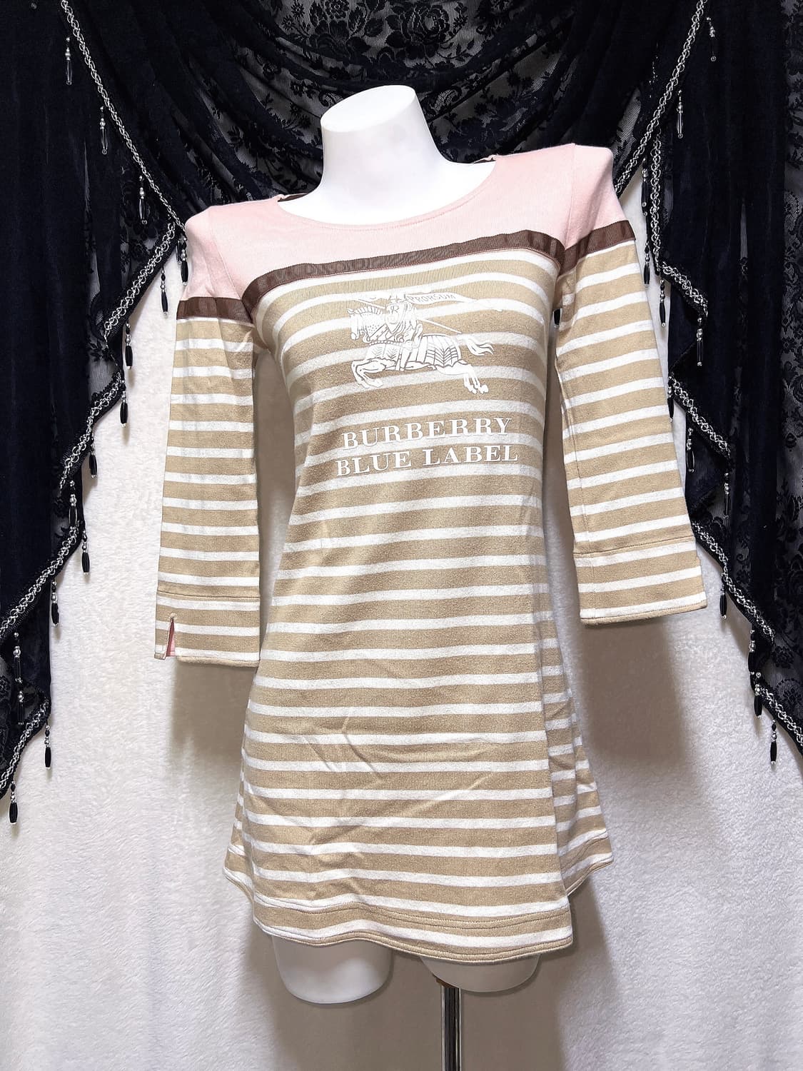 버버리 블루라벨 딸초 스트라이프 원피스 라떼갸루 로맨틱 로걀 너드 핀터 상품이미지5