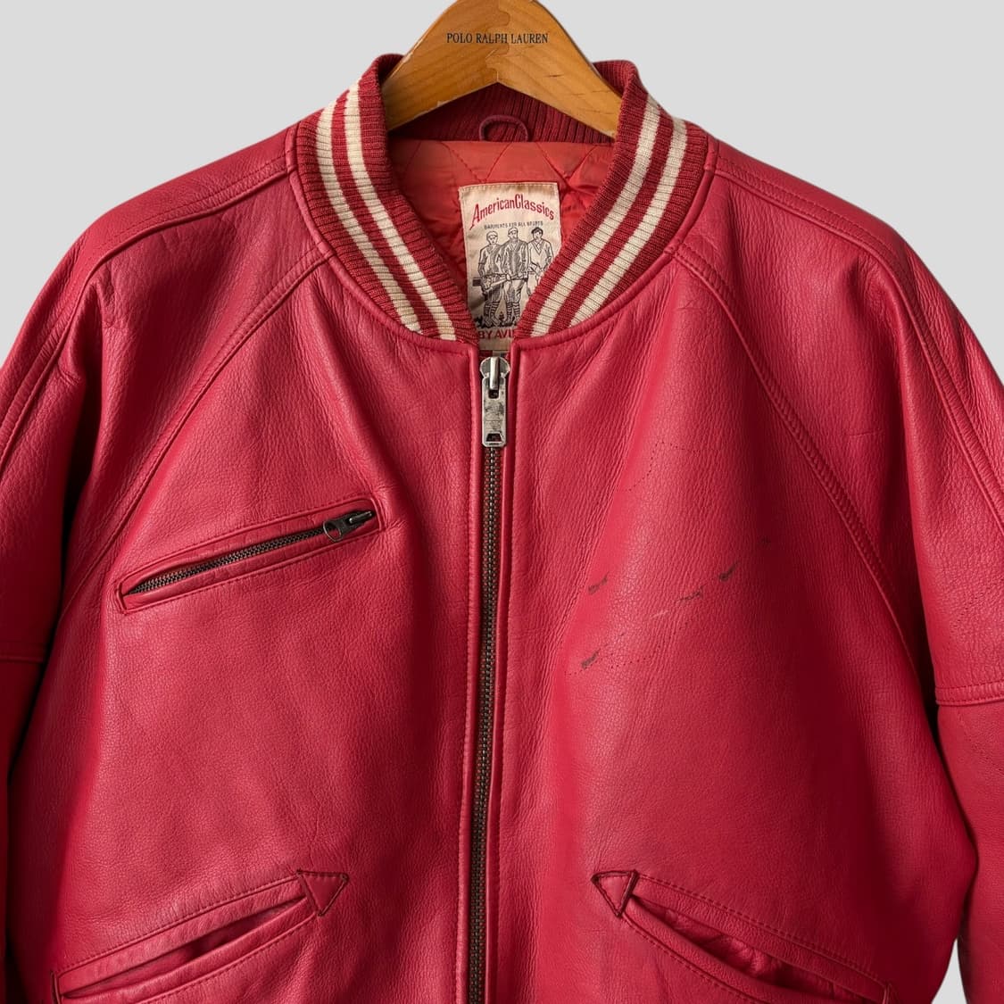 (L)90s Avirex 아비렉스 레더 바시티 자켓 상품이미지2