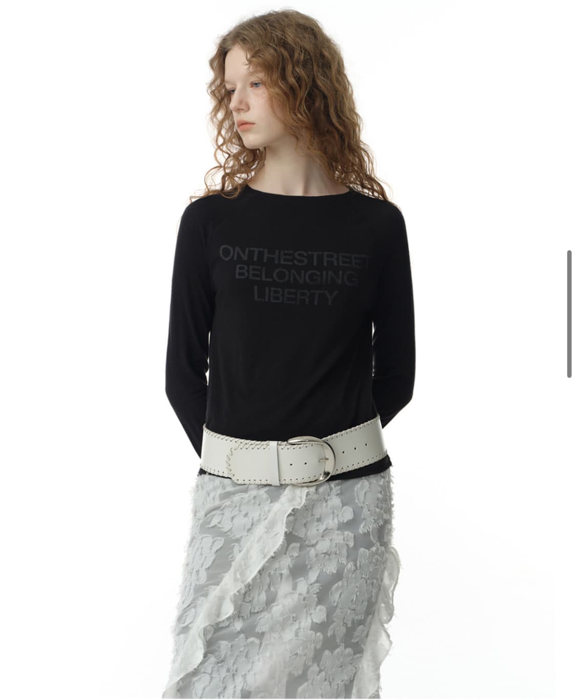 밀로우먼 홀 레글런 티셔츠 블랙 상품이미지2