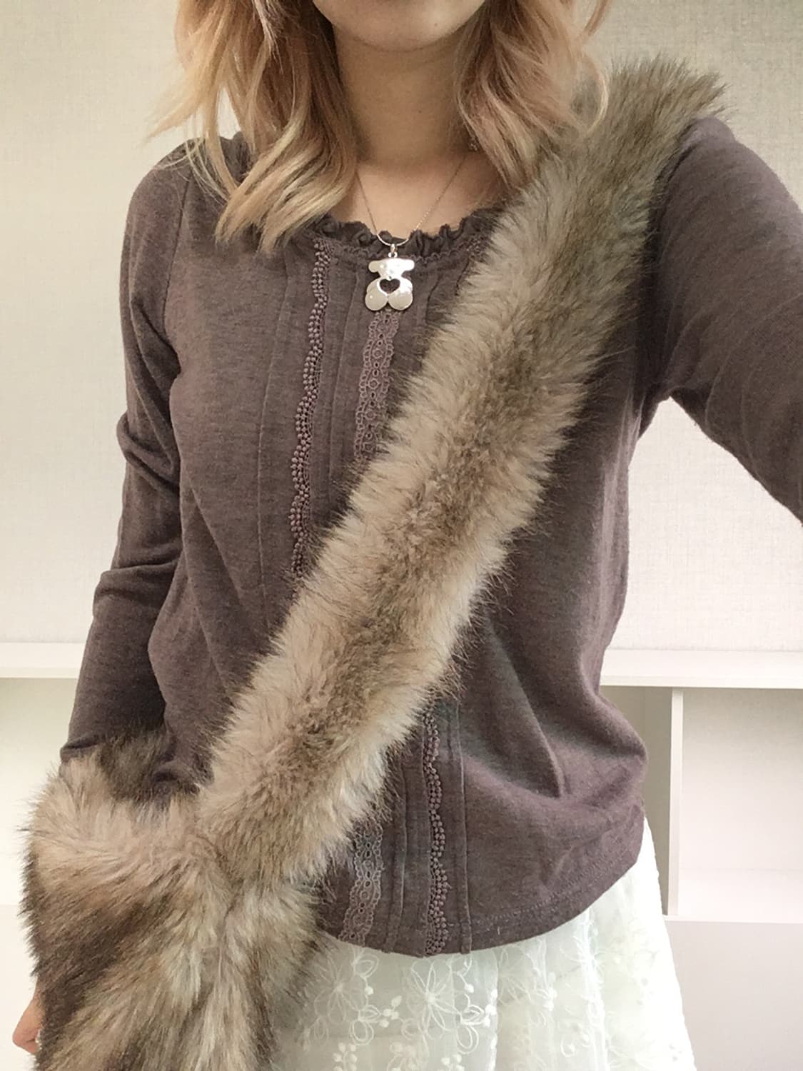 jpn vintage pinkbrown lace frill knit 상품이미지3