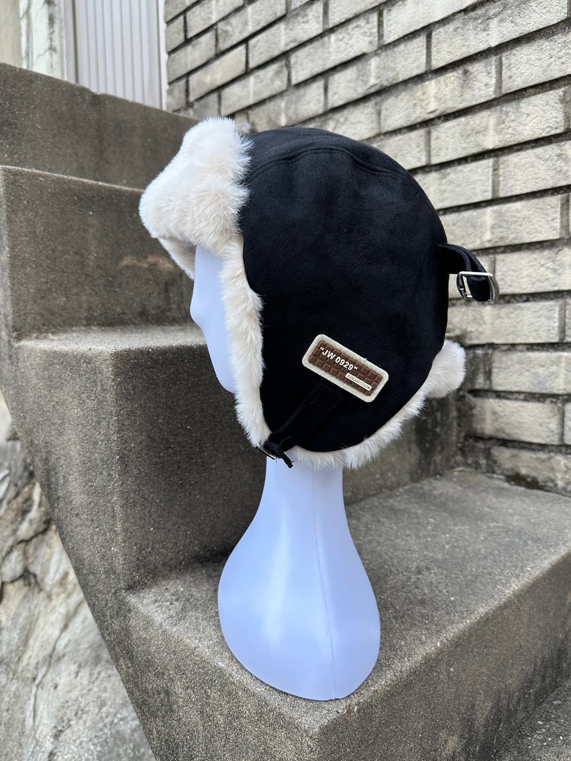 Black suede earflap cap  상품이미지4
