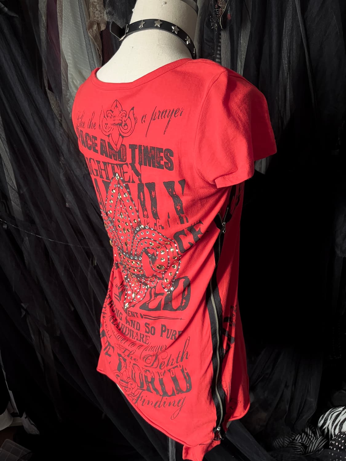 글리츠 Glitz 지퍼 디테일 펑크 반팔 티 상품이미지4