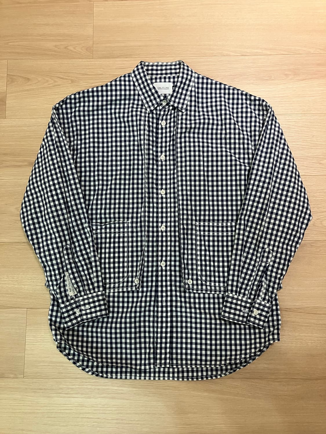 cal o line 캐롤라인 깅엄체크 셔츠 네이비 상품이미지1