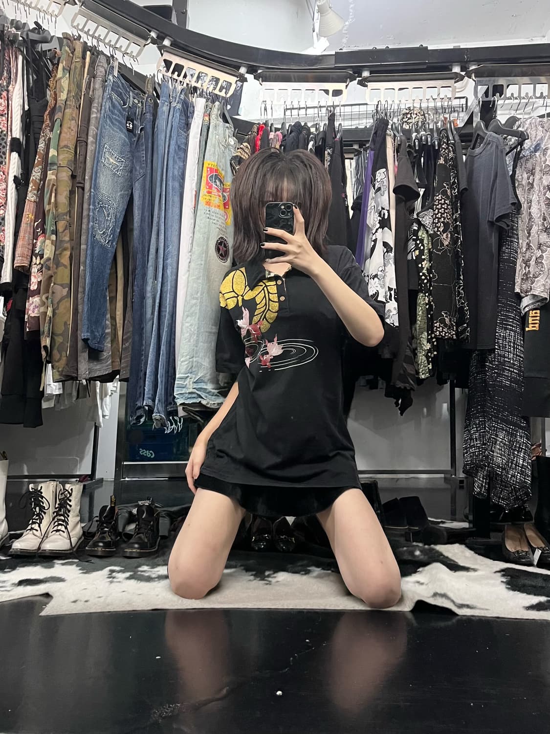 오리엔탈 글리터 프린팅 반팔 상품이미지1