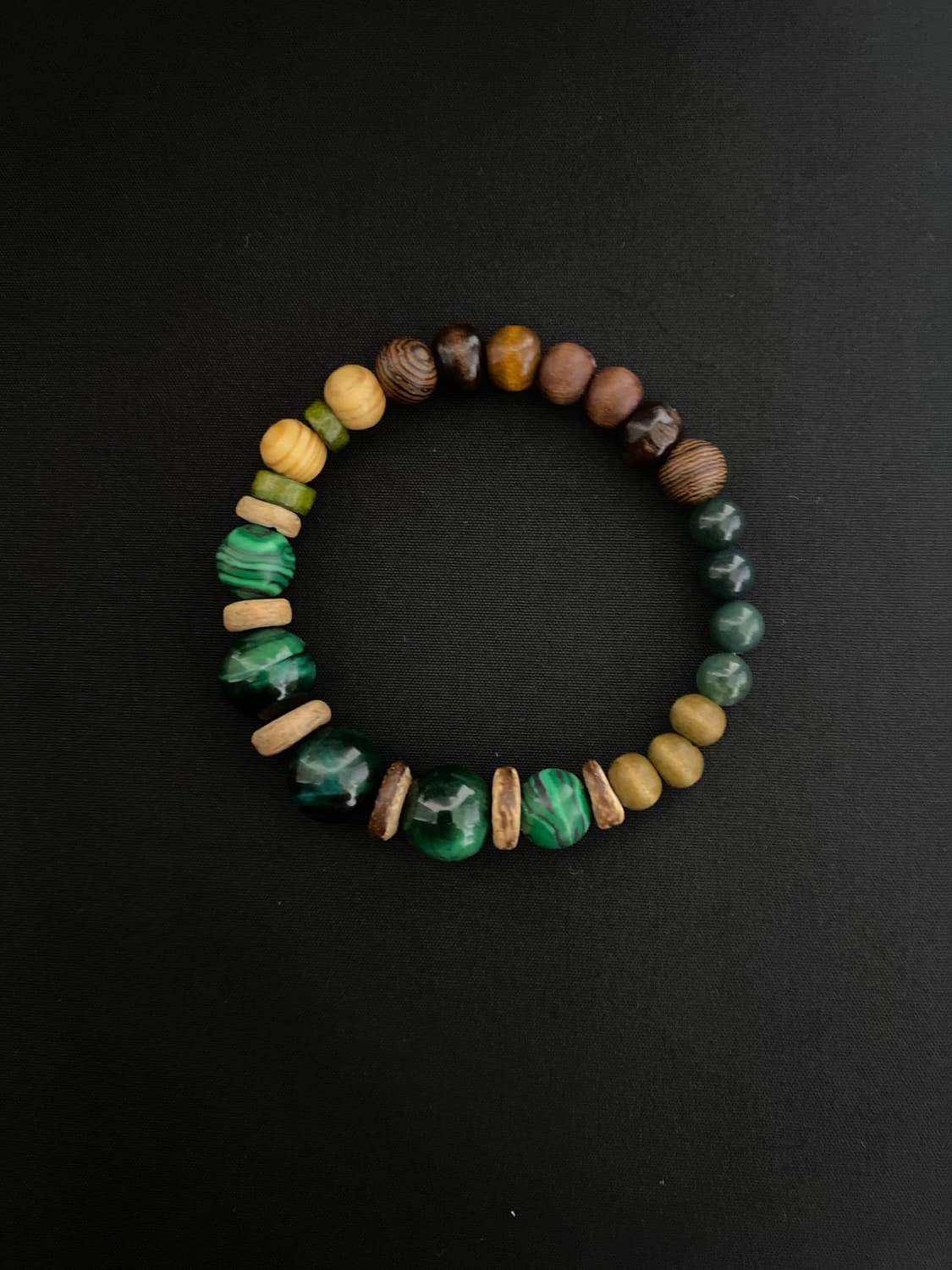 원석 & 우드 팔찌 포레스트 그린 상품이미지1