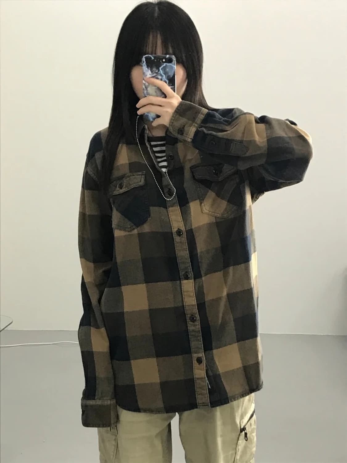 반스 체크 패턴 셔츠 상품이미지1