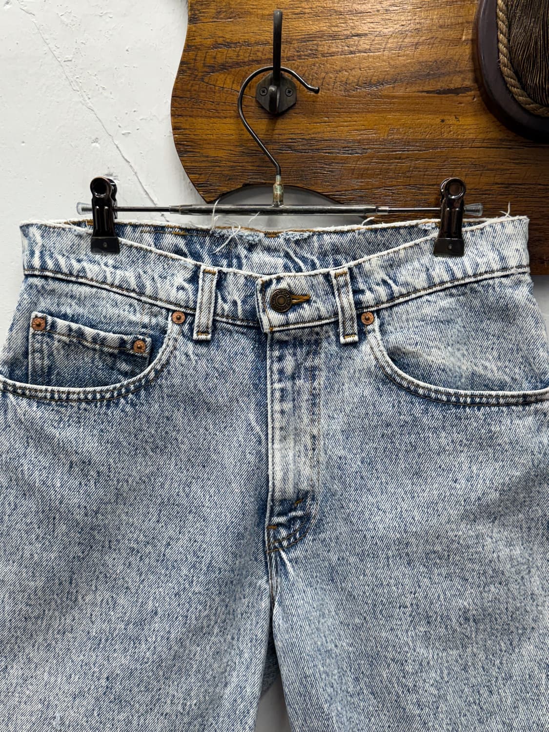 90s USA Levi's 550 Relaxed Acid Wash Den 상품이미지6