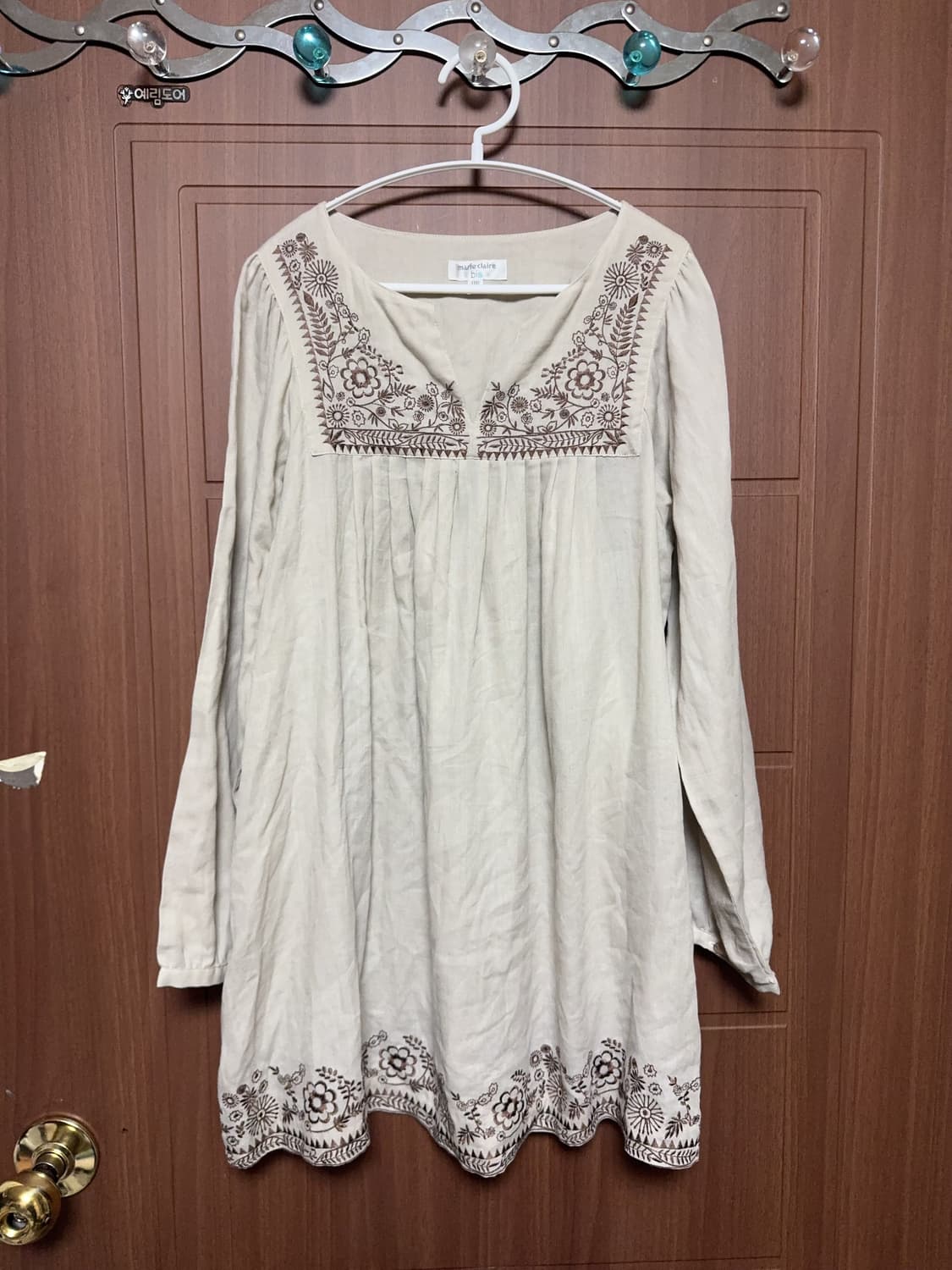 모리걸 하구미 히피 일본 빈티지 꽃무늬 자수 롱 블라우스 셔츠 상품이미지1