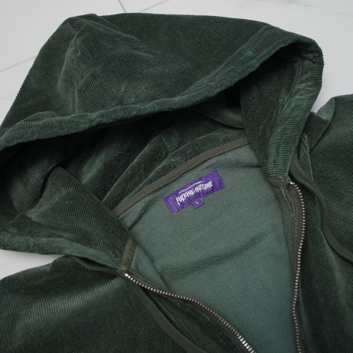 [L] 퍼킹어썸 코듀로이 후드 집업 그린 상품이미지3