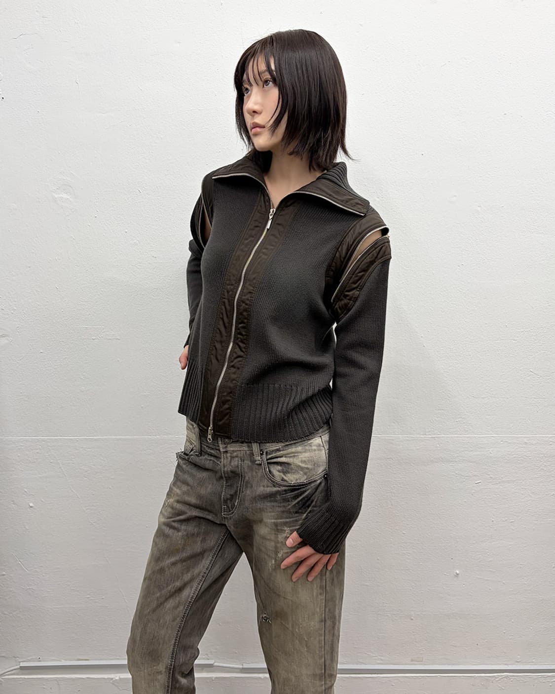 크리지아 디테쳐블 니트 집업 상품이미지3