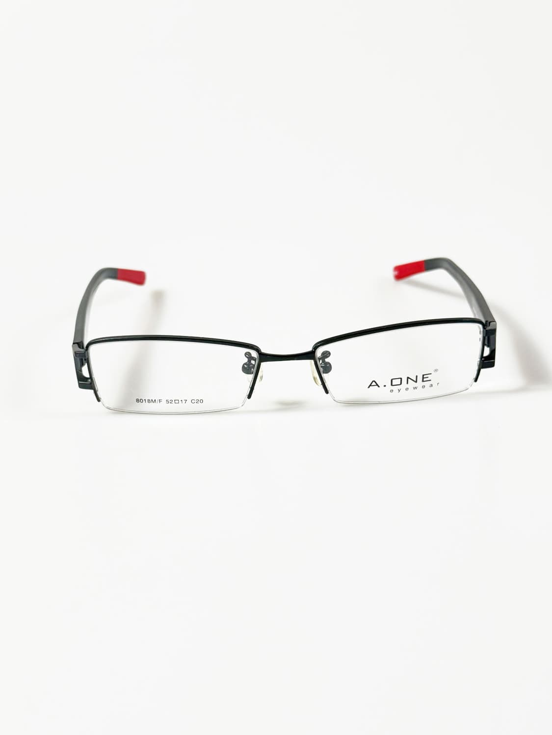 A.ONE 블랙 메탈 반무테 스퀘어 프레임 빈티지 안경 상품이미지1
