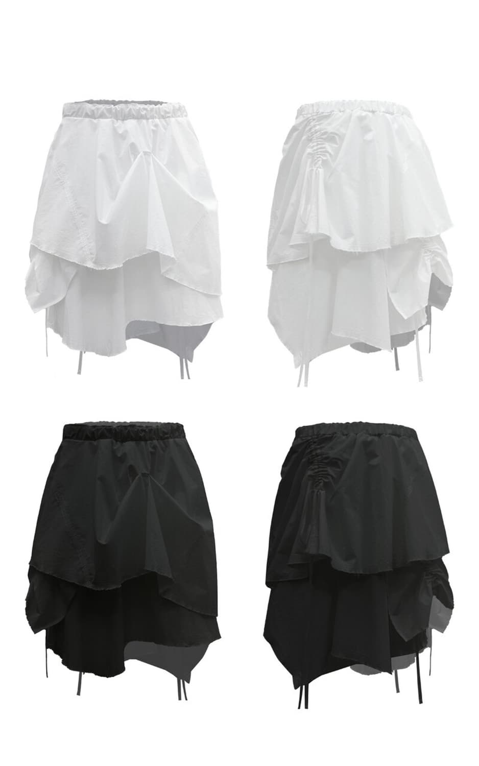 [ONE SIZE] 나체 레이어드 드레이핑 스커트 블랙 상품이미지2