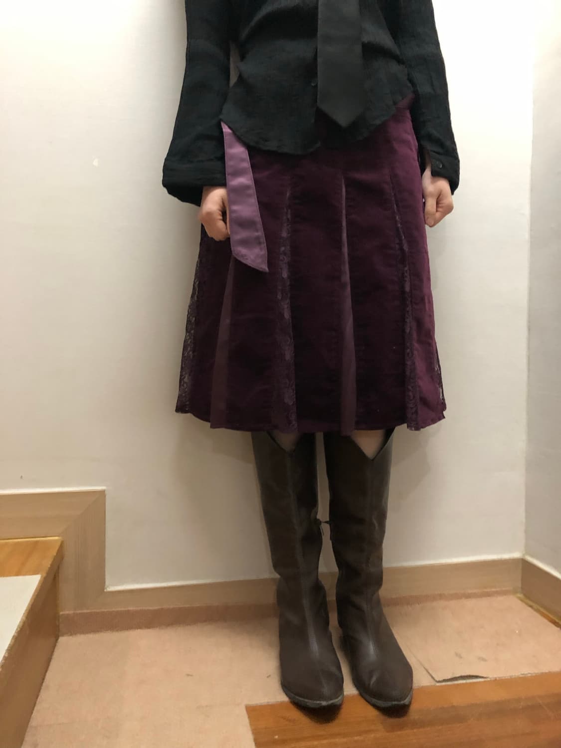 빈티지 퍼플 플리츠 스커트 상품이미지2