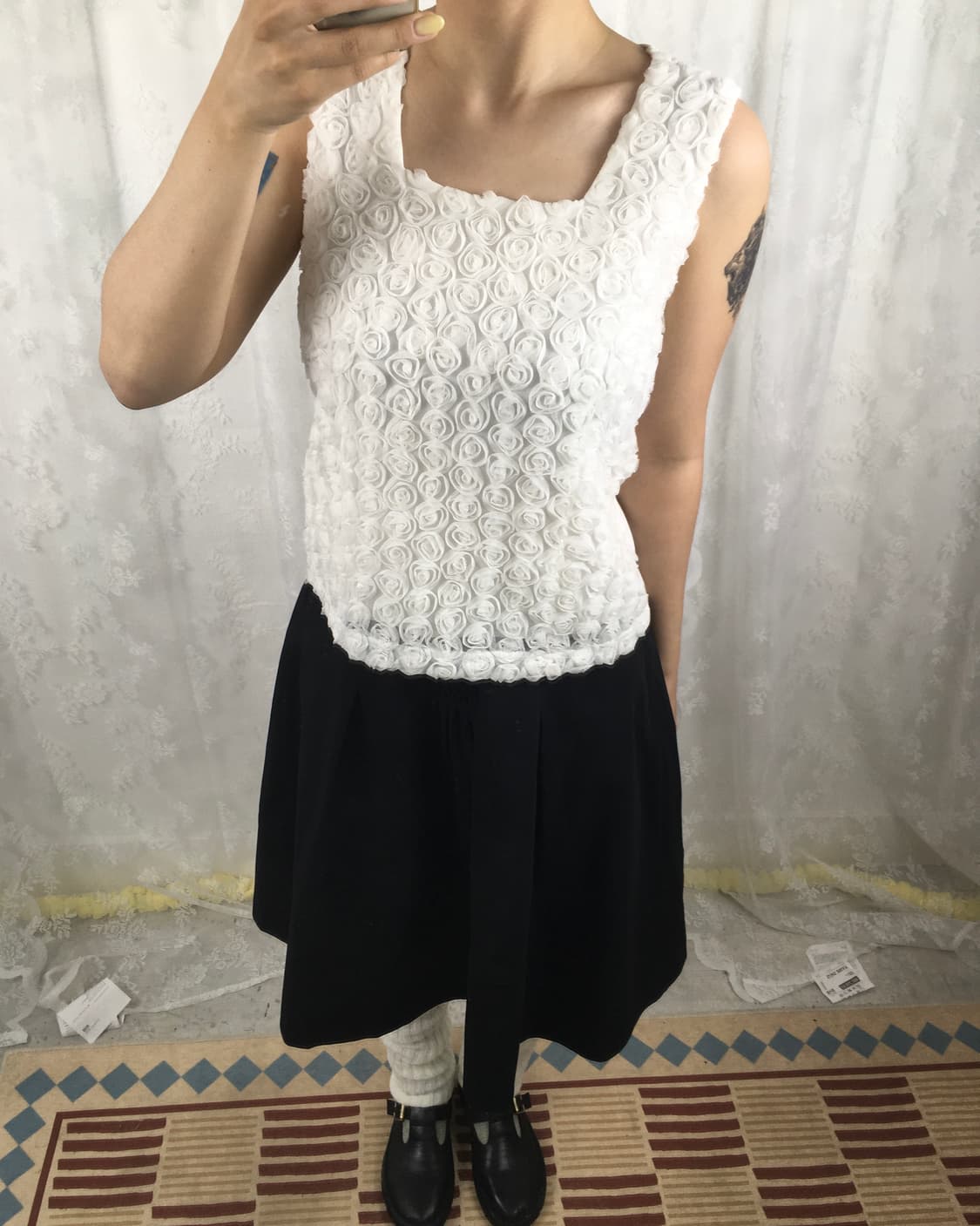 JPN rosette texture sleeveless top 상품이미지1