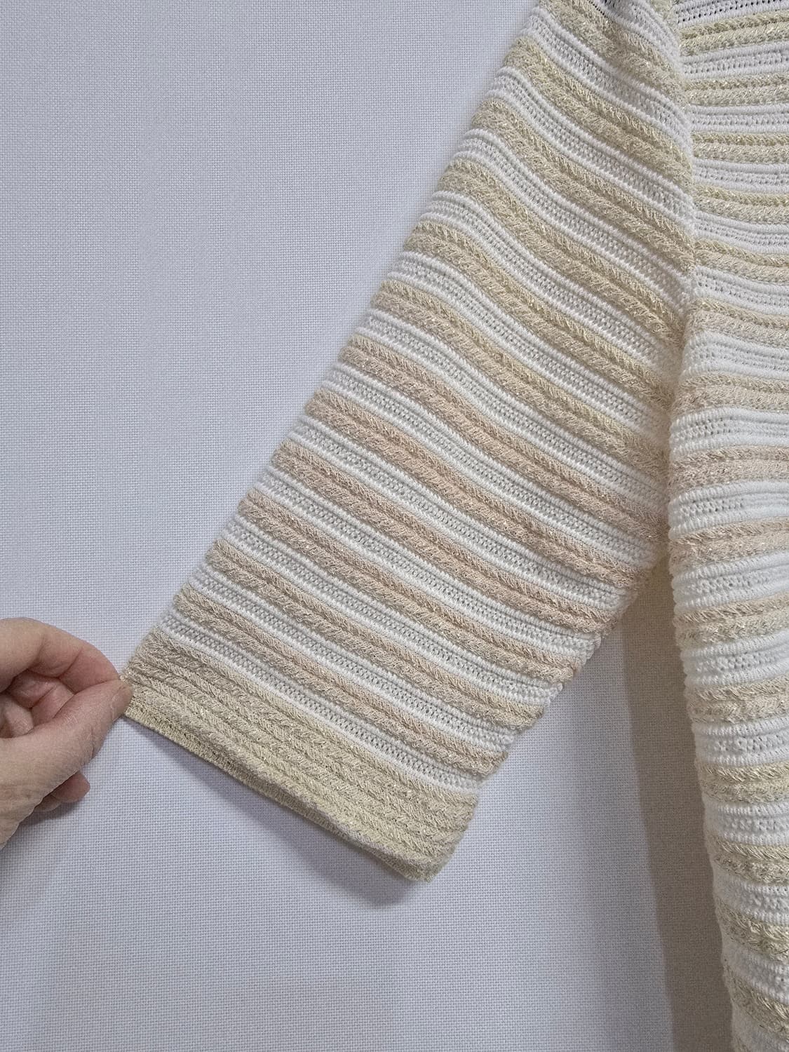 마인 아이보리 스트라이프 반팔 니트 상품이미지4