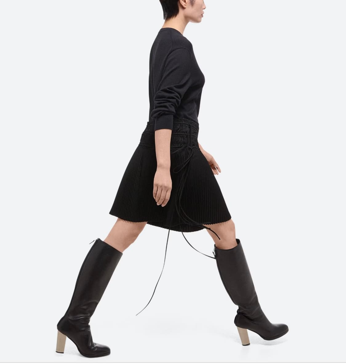 Helmut Lang 블랙 플리츠 밴딩 스커트 상품이미지1
