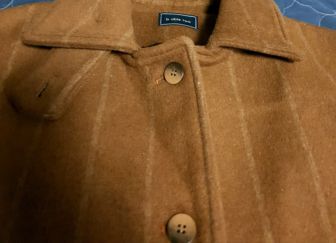 비에이블투 스트라이프 울 발마칸 코트 브라운 (F) 상품이미지2