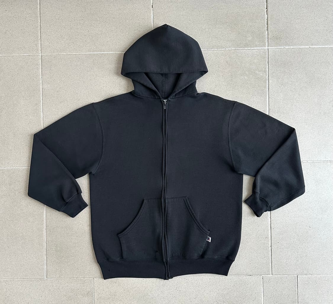90s 빈티지 러셀 후드집업 블랙 L USA 상품이미지1