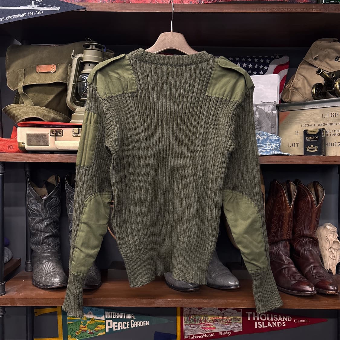 코만도 밀리터리니트 퓨어울 스웨터 암패치 견장 올리브 N315 상품이미지2