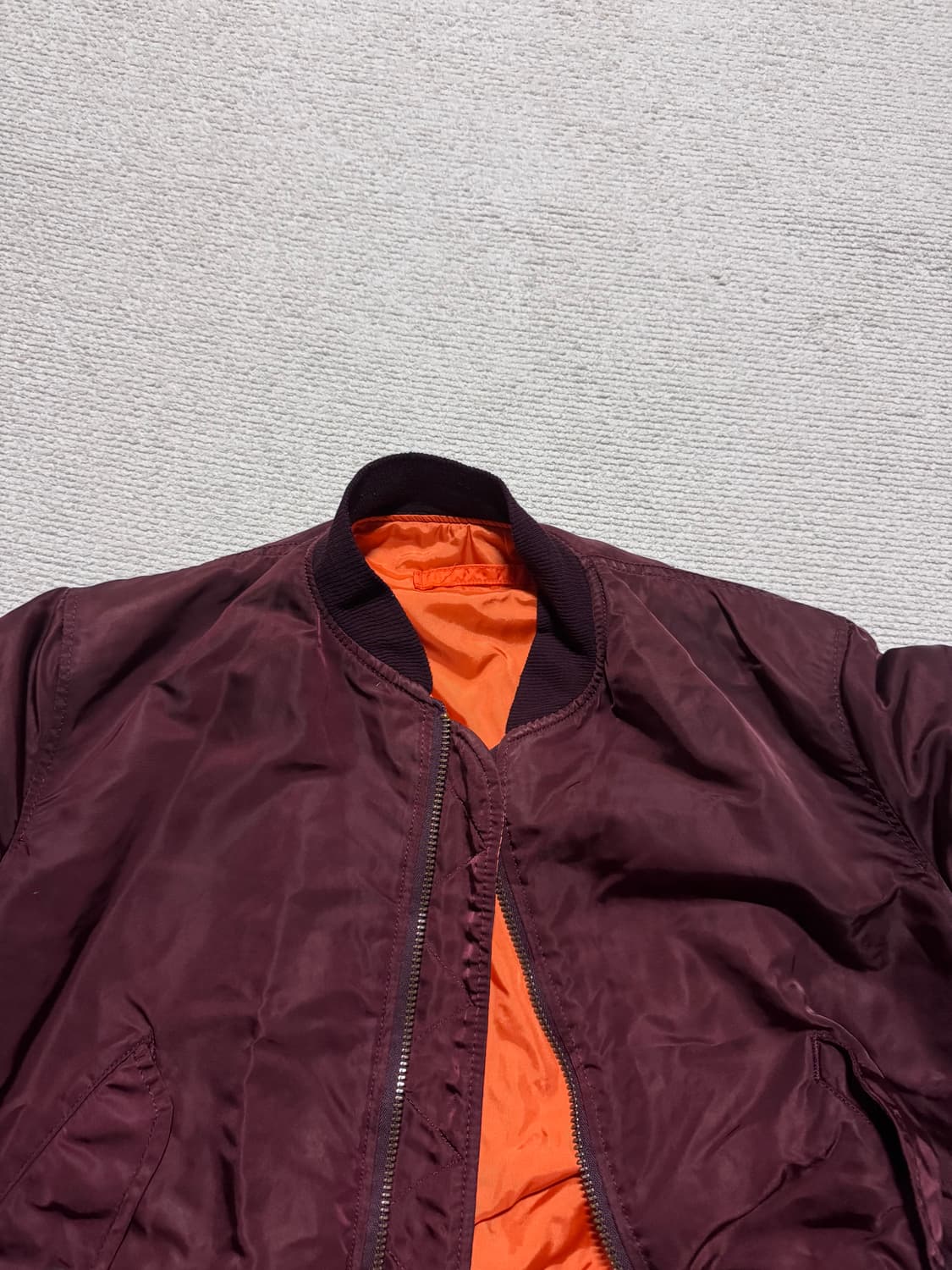 80s USA made 알파인더스트리 MA-1 버건디 M 상품이미지7