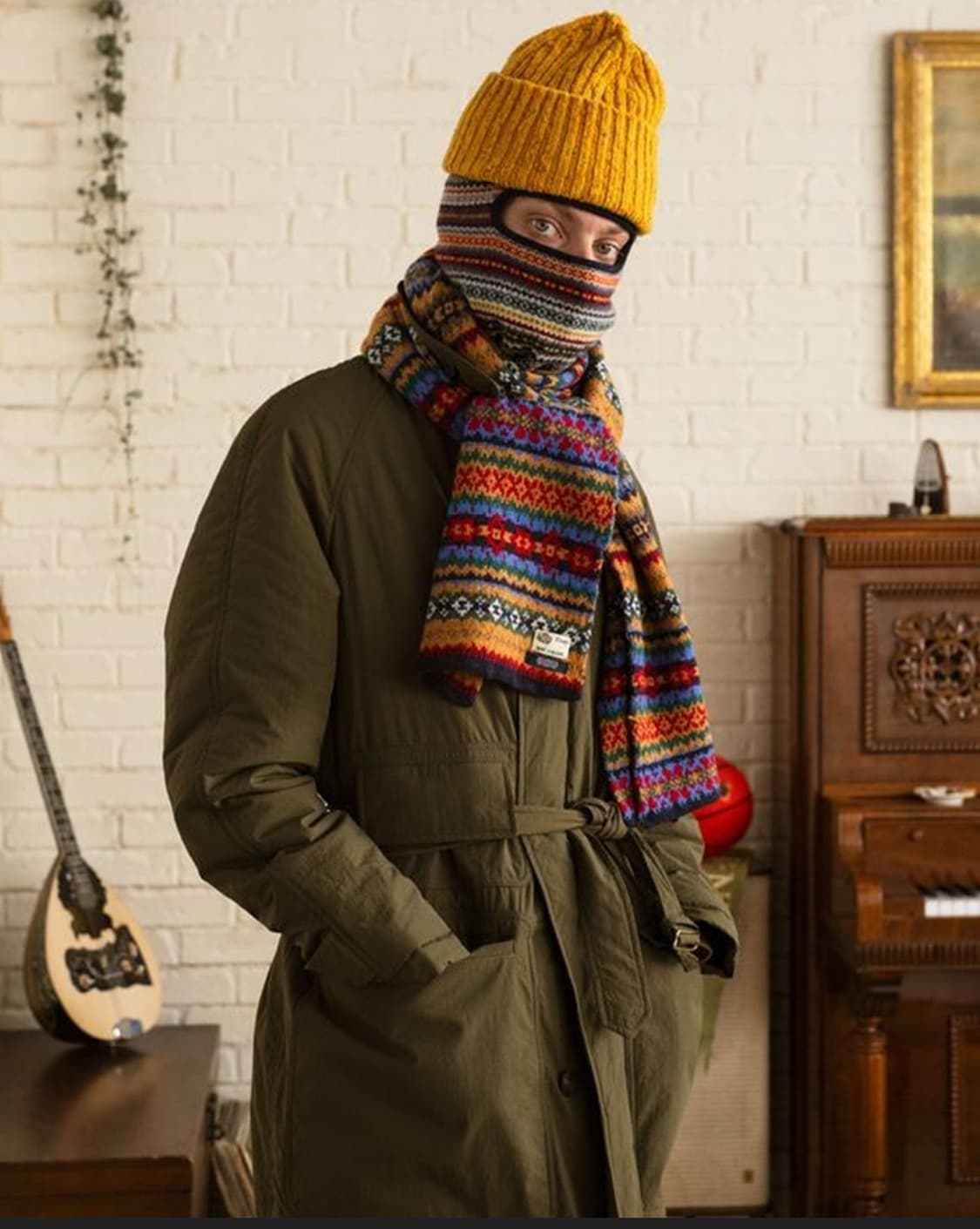 Drake's X Aime leon dore 패디드 코트 올리브카키 상품이미지10