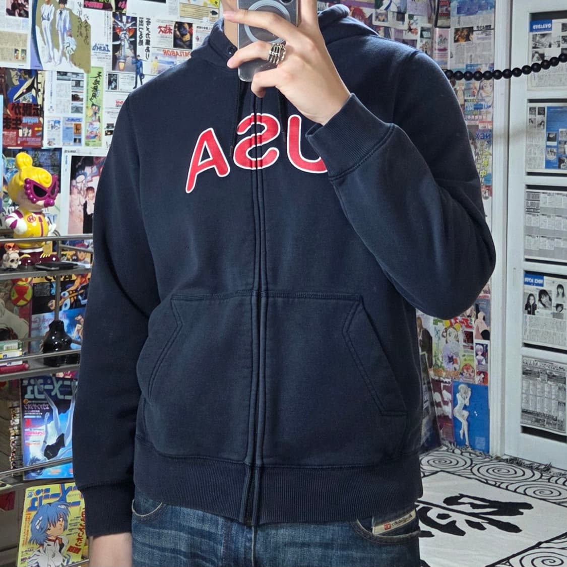 나이키 USA 빅프린팅 네이비 오버핏 후드집업 상품이미지2