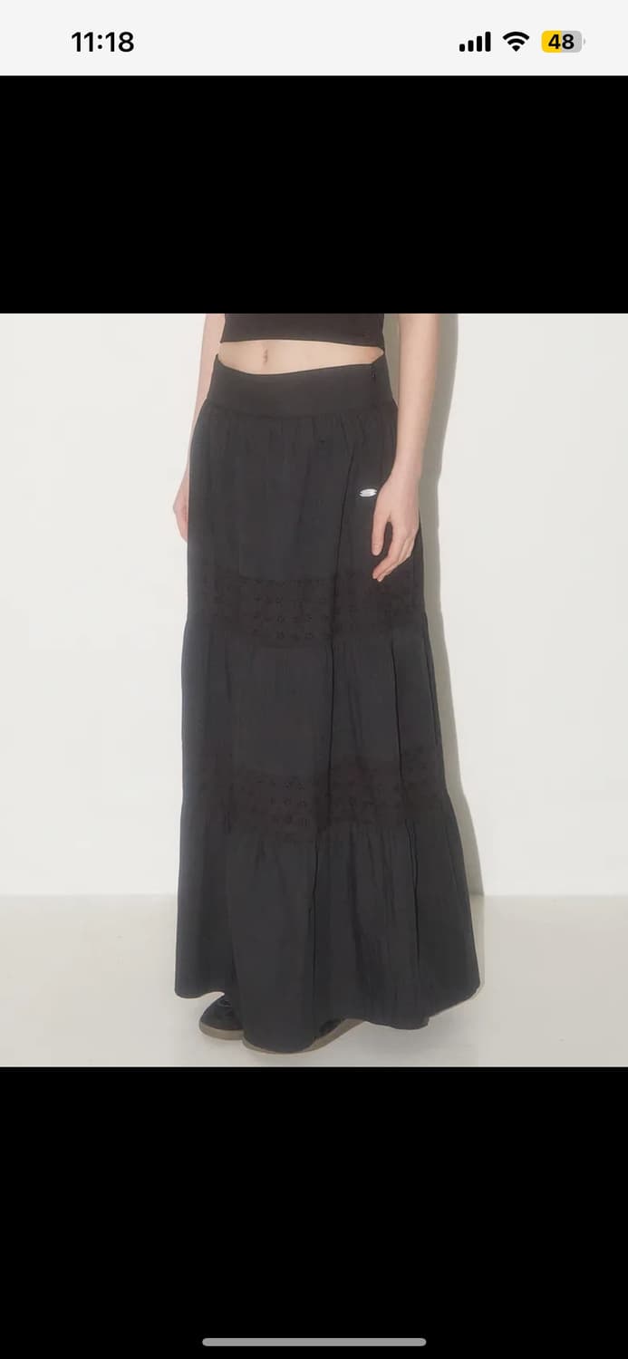 일리고 플로우 러플 롱 스커트 블랙 상품이미지2