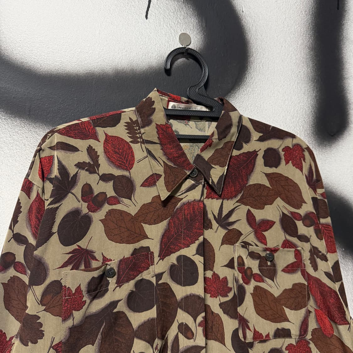 VTG 빈티지 낙엽 리프 자카드 패턴 히든 투포켓 긴팔 셔츠 상품이미지3