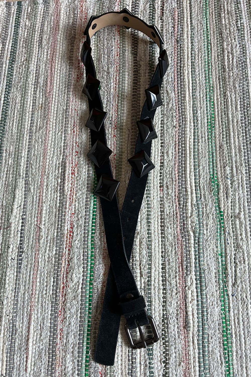 Black Studded Edge Leather Belt 상품이미지2