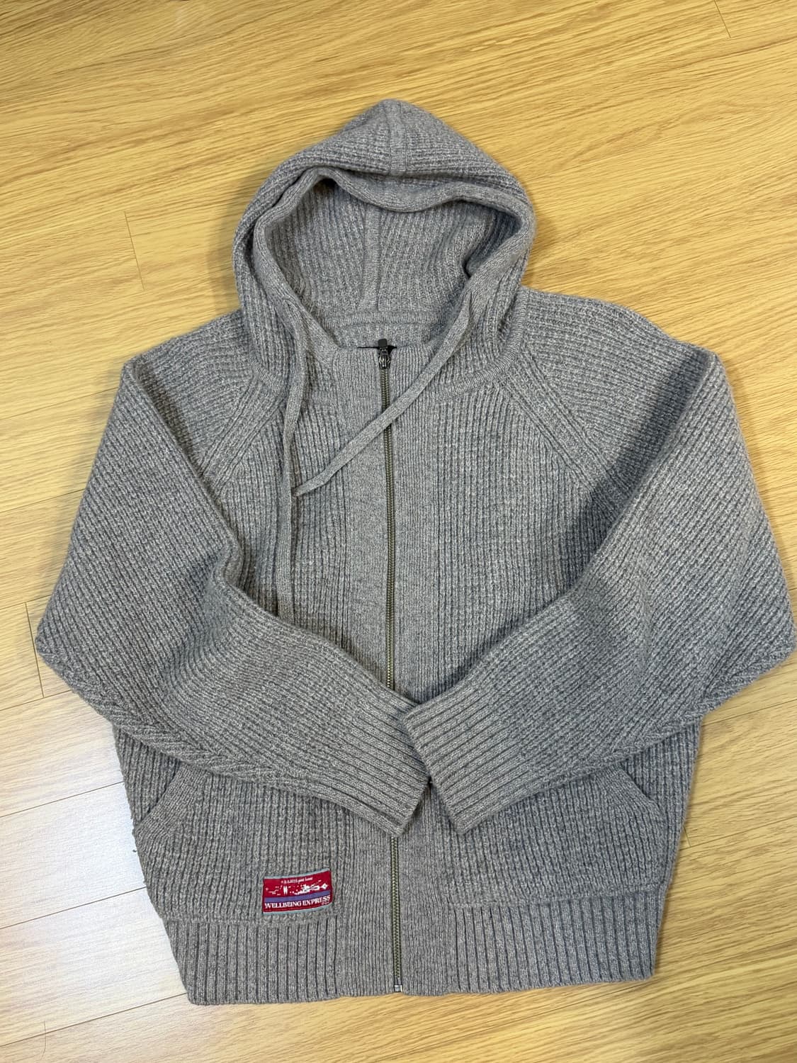 웰빙익스프레스 와플 니트 집업 그레이 S 상품이미지2