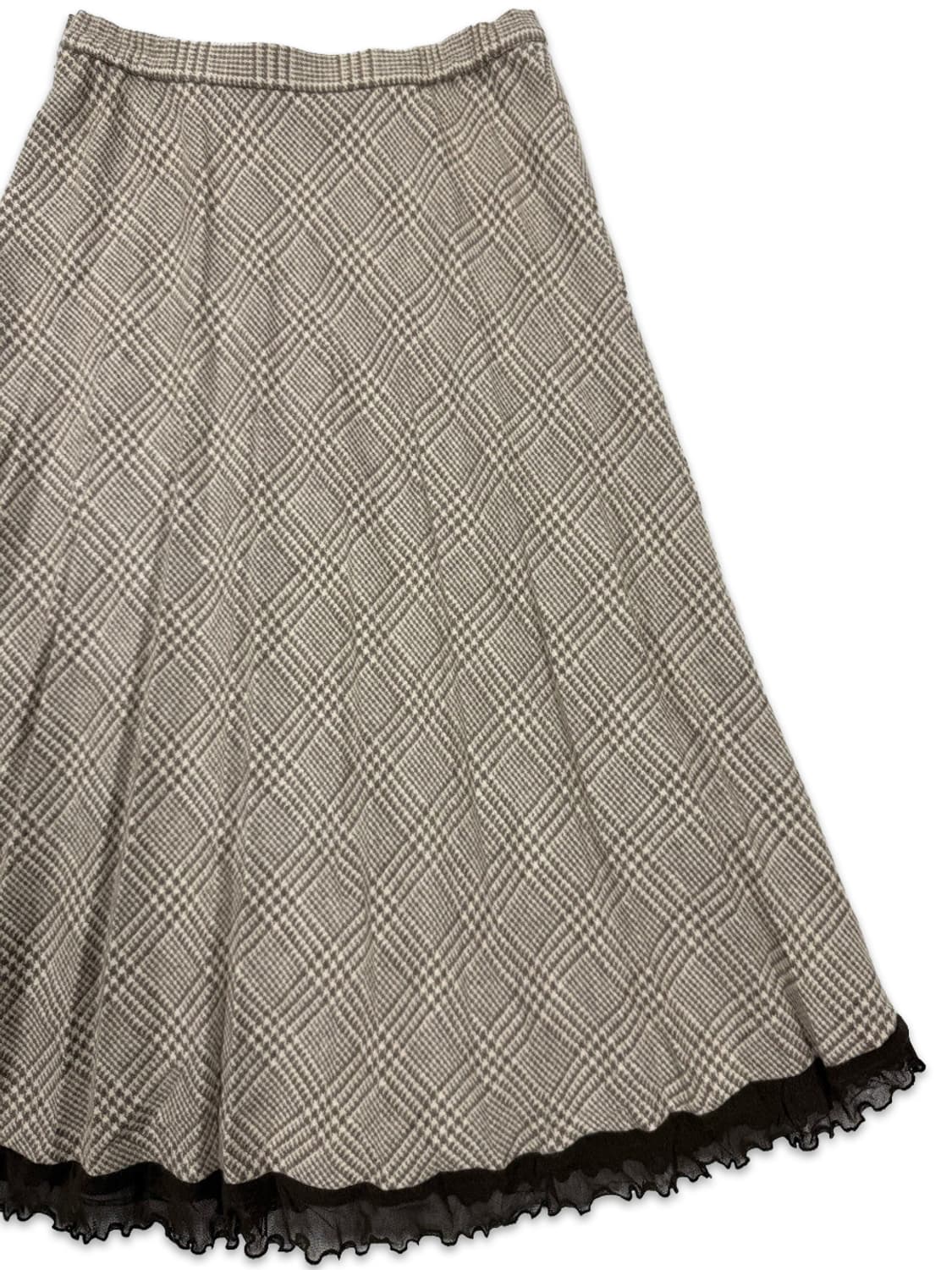 빈티지 브라운 체크 레이스 롱 스커트 상품이미지2