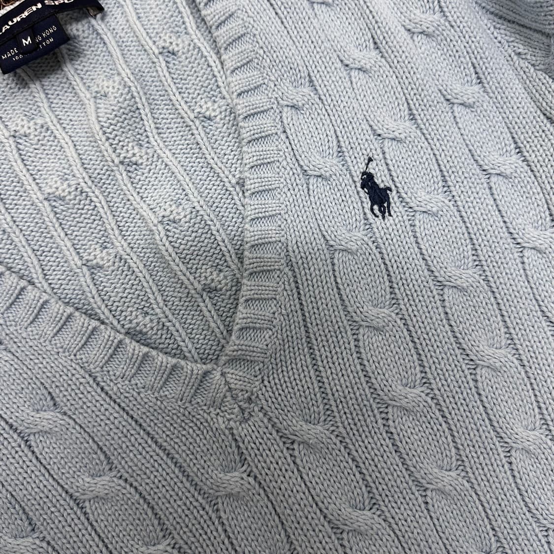 POLO 폴로 랄프로렌 여성 브이넥 꽈배기 케이블 니트 M 상품이미지3