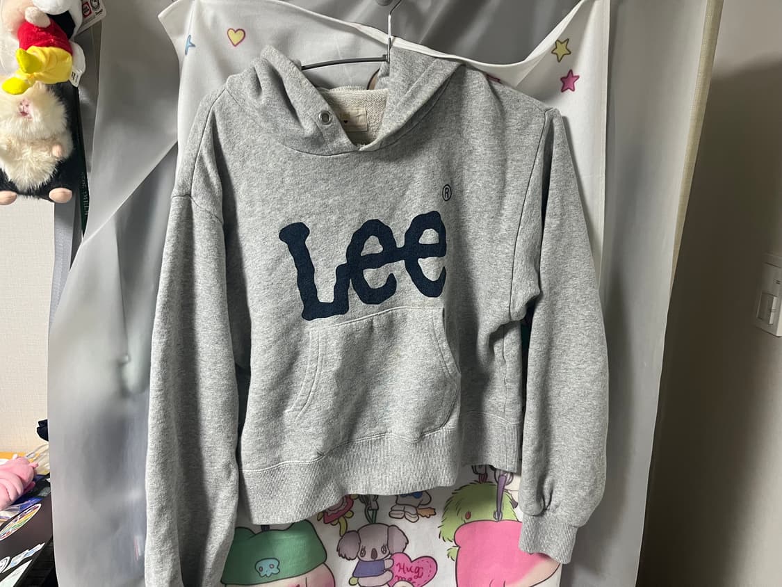 Lee x earth music&ecology 크롭 후드티 Grey 상품이미지1