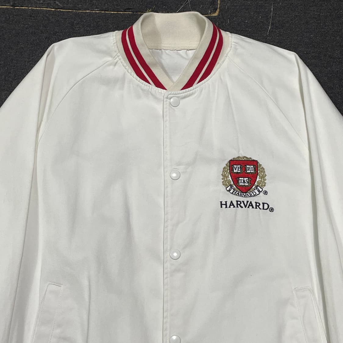 Jpn brand X harvard 화이트 코치자켓 블루종 L 상품이미지5