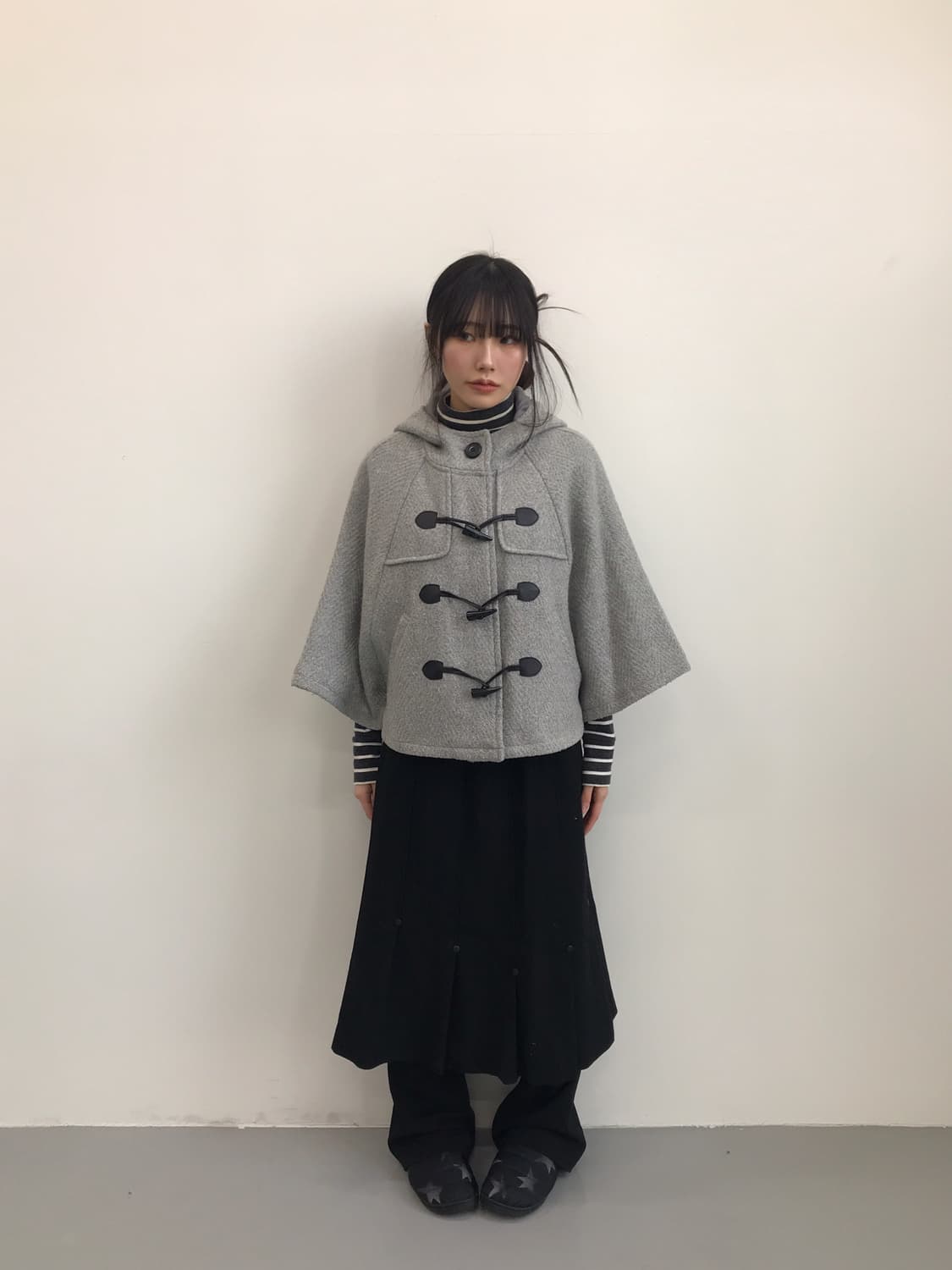 Herringbone Wool Blend Duffle Cape Coat 상품이미지1