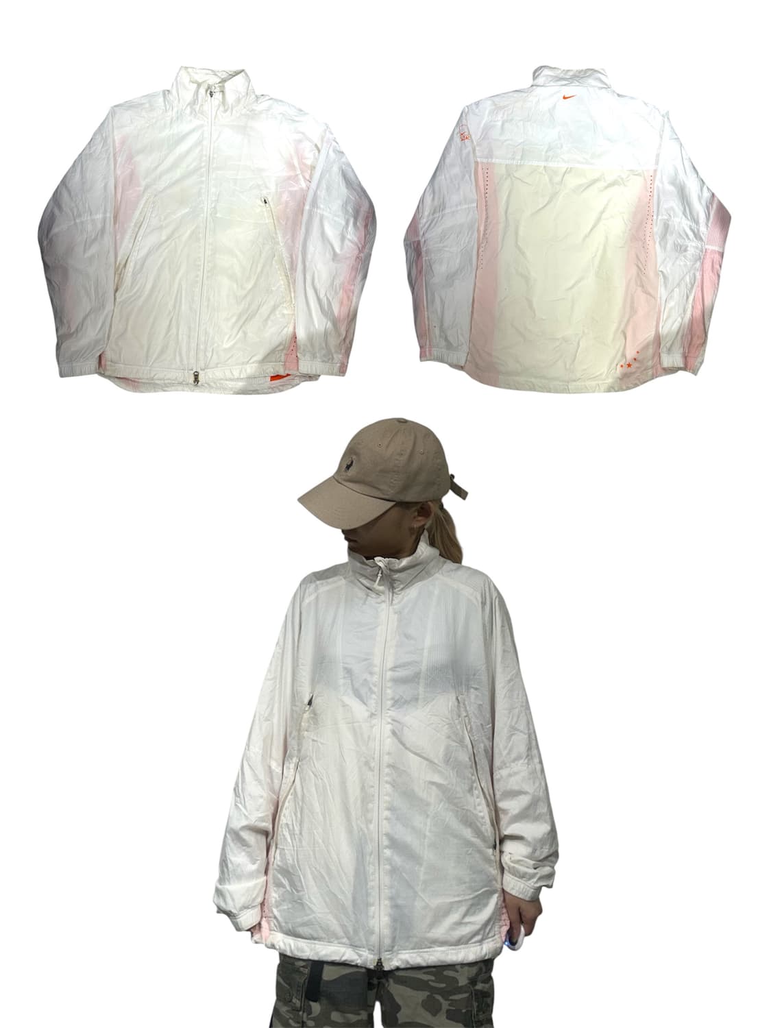 나이키 핑크 화이트 오버핏 바람막이 자켓 XL 상품이미지1