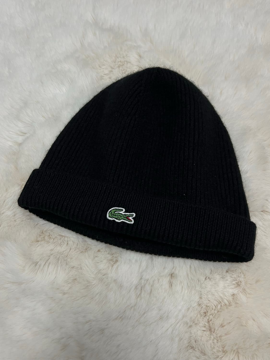 라코스테 패치로고 울 비니 블랙 상품이미지2