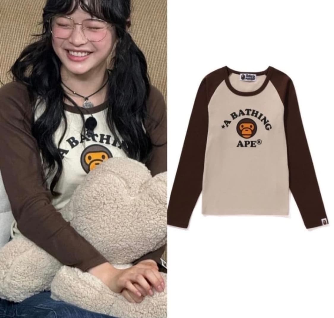 하니착용 베이프 베이비마일로 래글런 롱슬리브 급처 상품이미지1