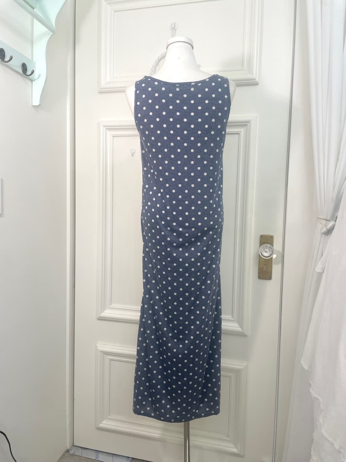 denim mood dot cotton sleeveless long op 상품이미지3