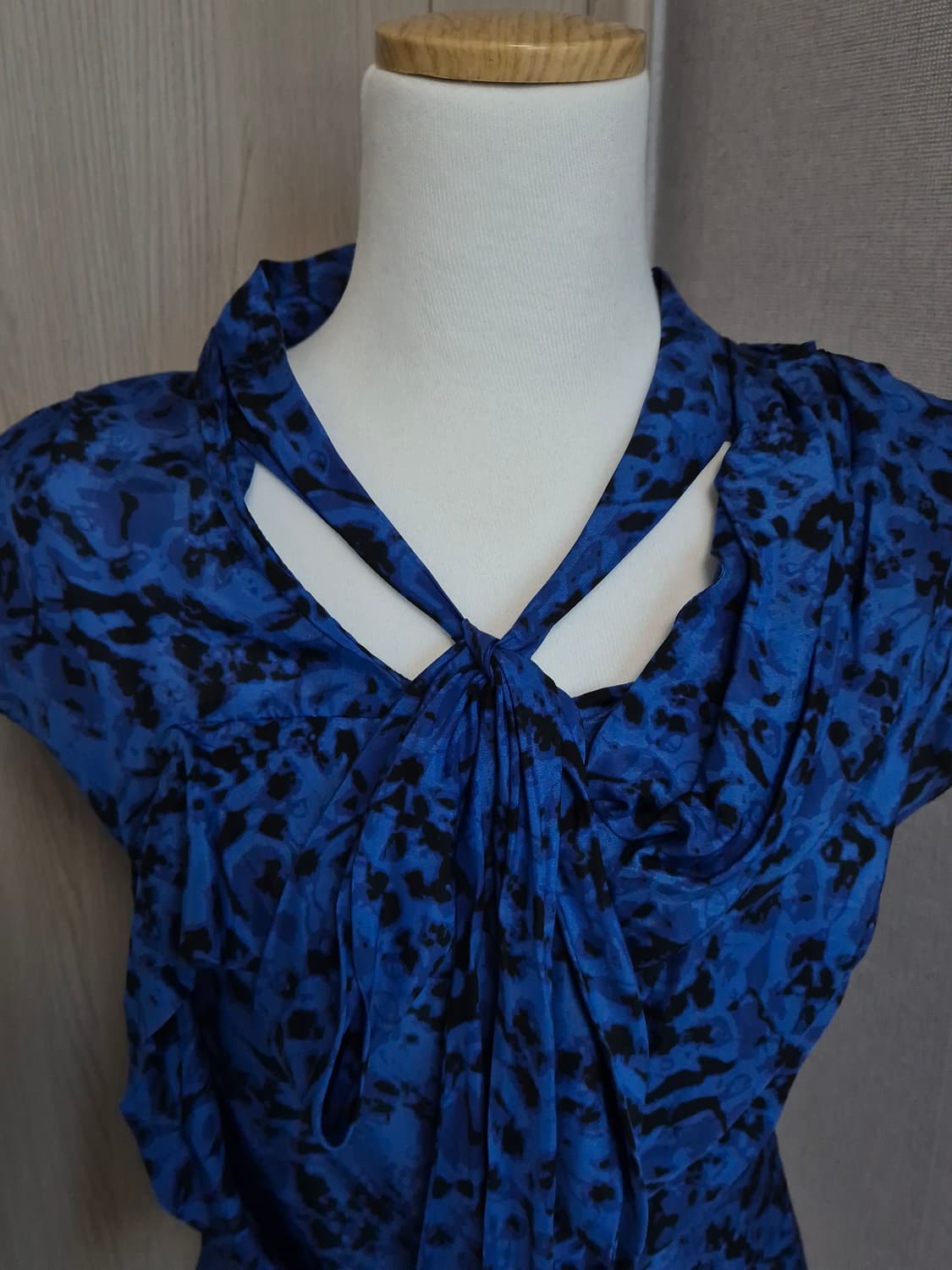 MINE 블루 레오파드 실크 블라우스 갸루 상품이미지3