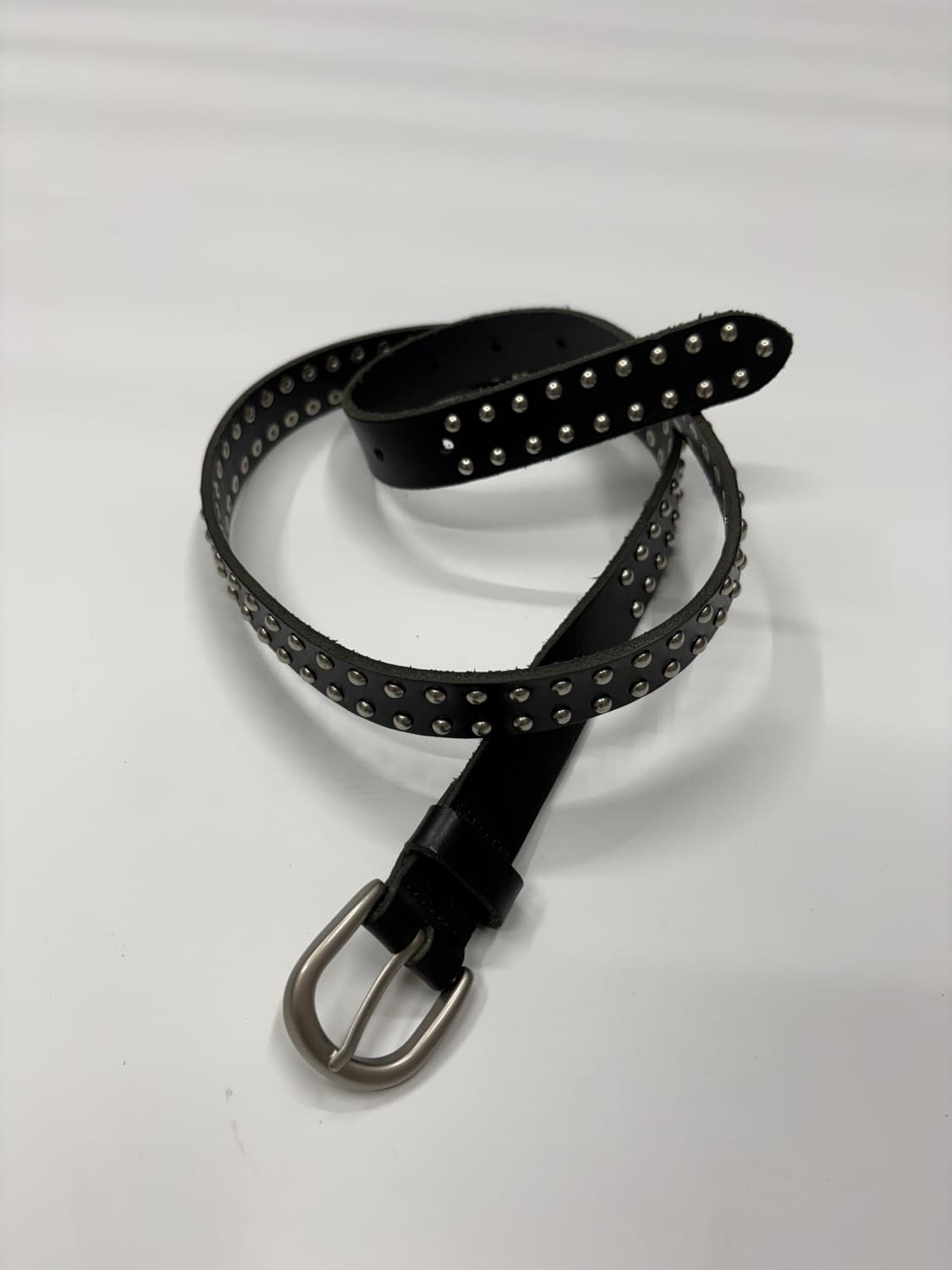 스터드 슬림 블랙 레더 벨트 Stud Slim Leather Belt   상품이미지2