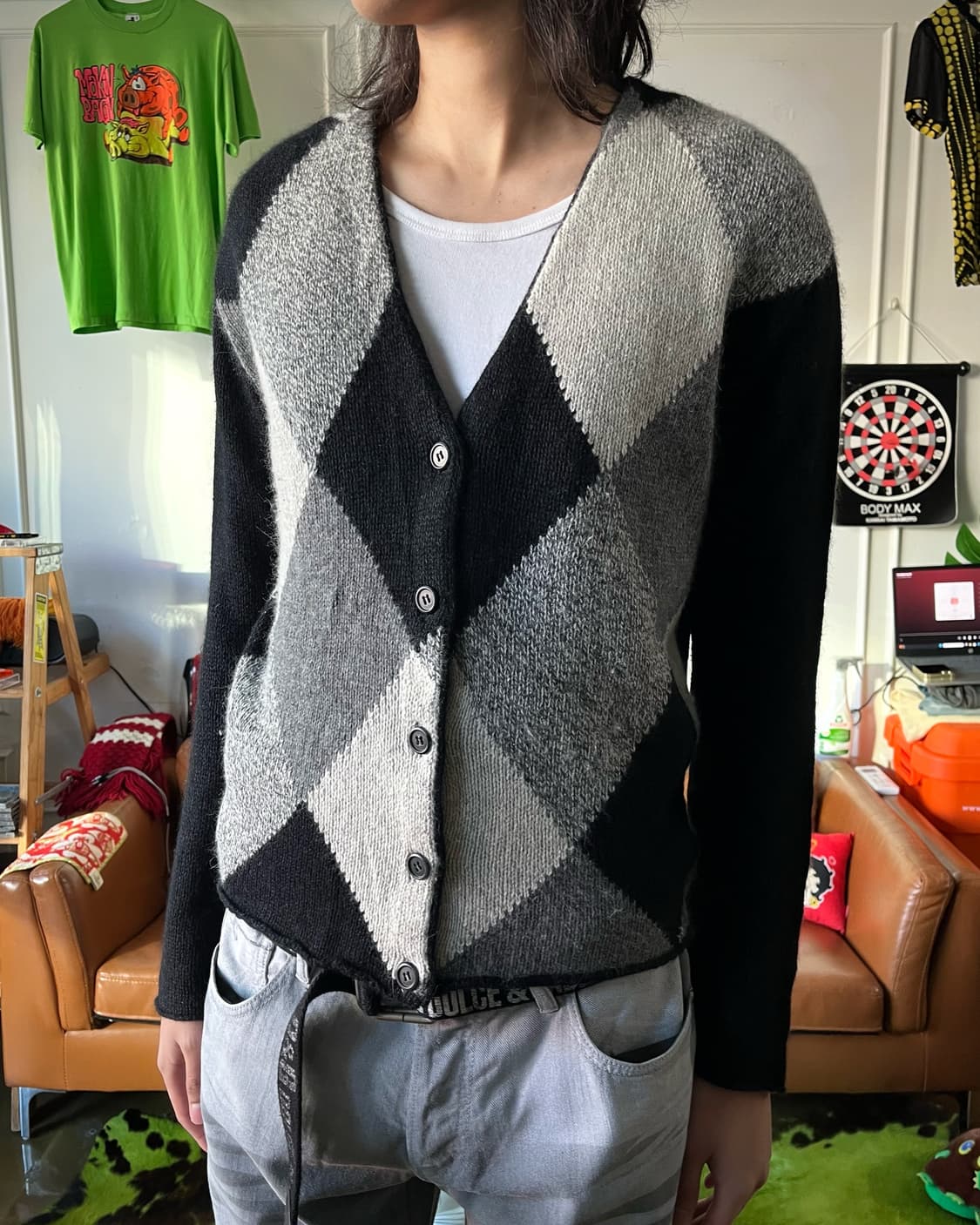 KIYOKO TAKASE Argyle Wool Knit Cardigan 상품이미지2