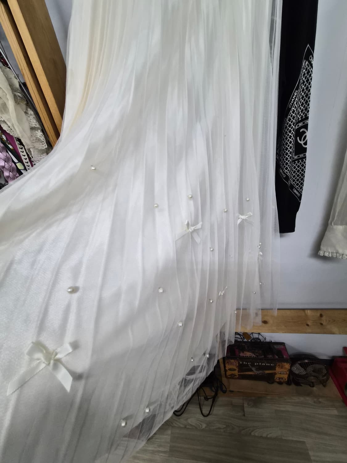 명품 면실크 라운드 얄상니트.진주 리본 샤 스커트 상품이미지7