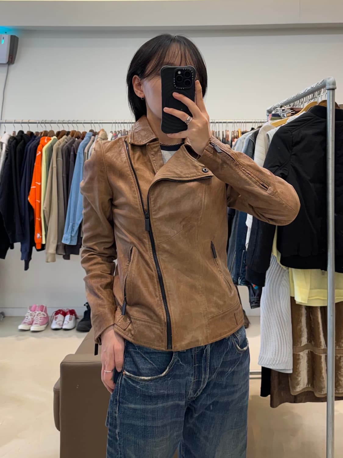 캘빈클라인진스 사선 지퍼 가죽자켓 상품이미지6