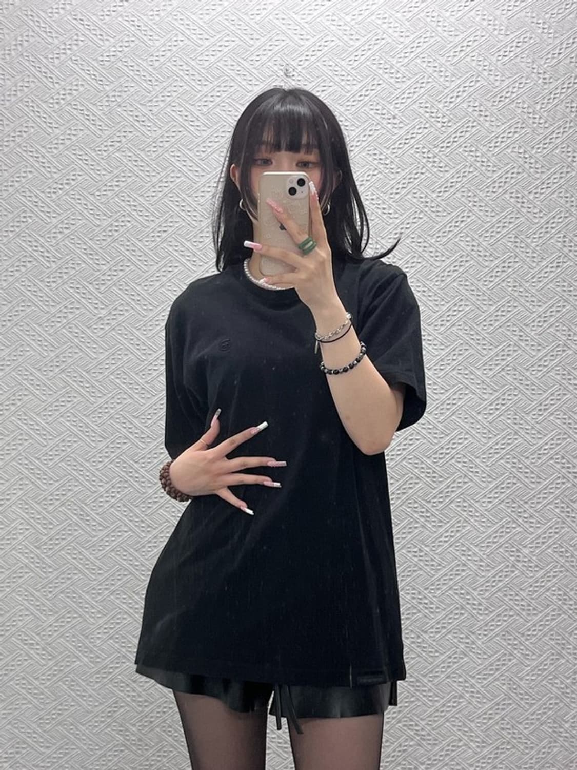 에이프 빈티지 스트릿 락시크 올블랙 자수로고 반팔티 XL C12305 상품이미지2
