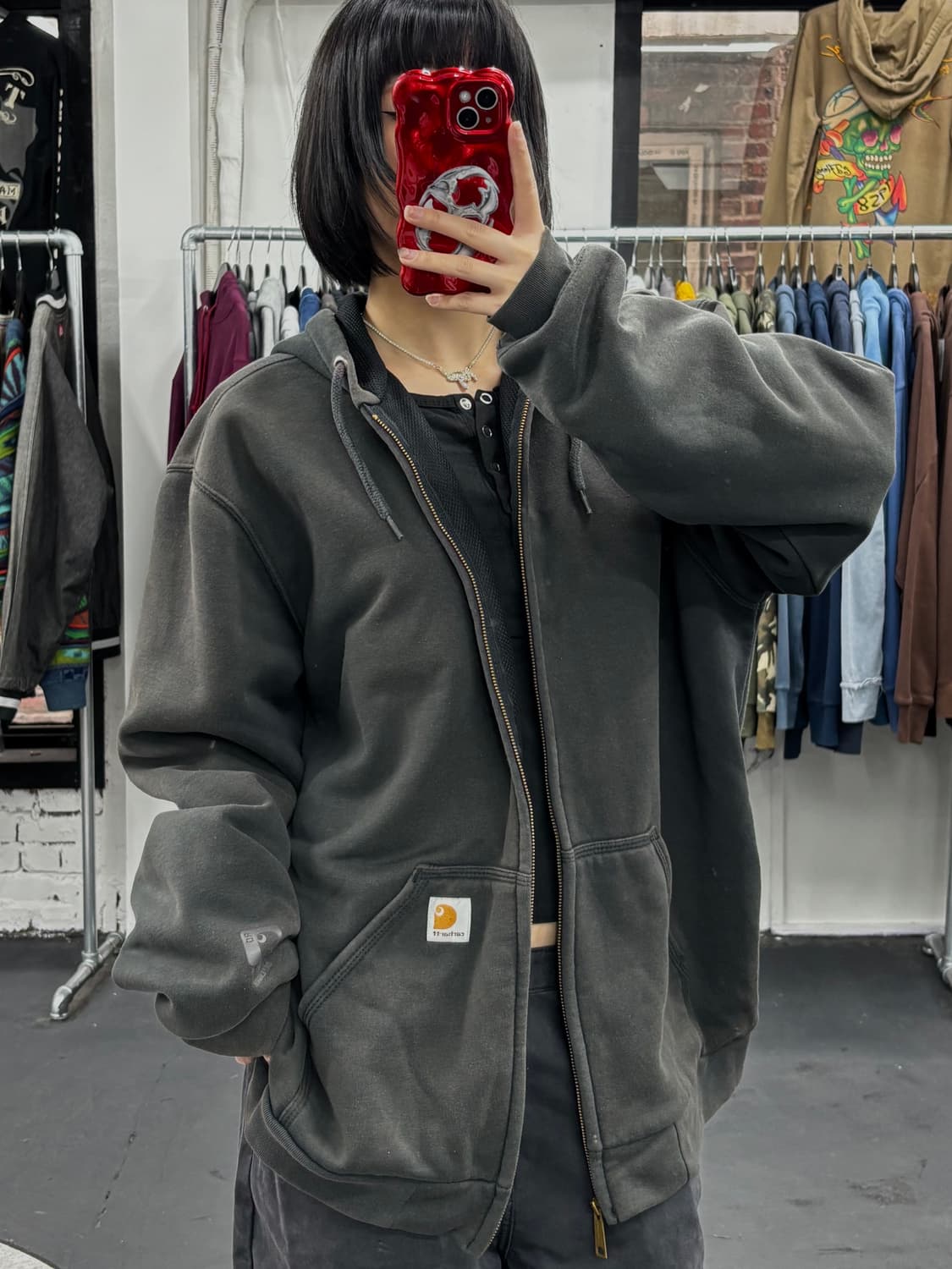 칼하트 써멀 블랙 후드집업 상품이미지1