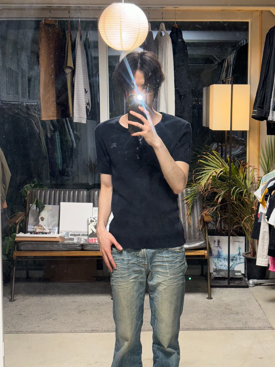 버버리 블랙 헨리넥 와플 티셔츠  상품이미지3