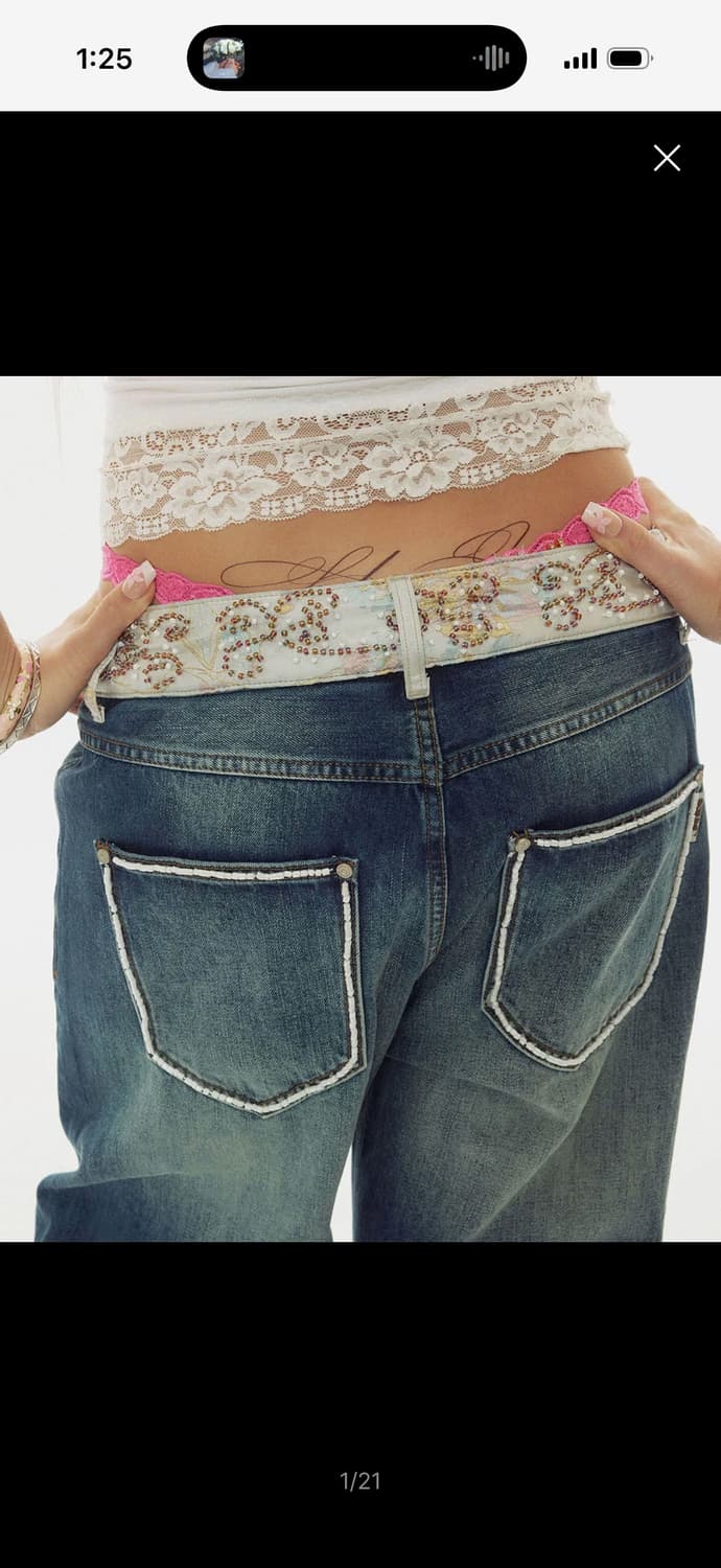 스컬프터 데님 Beaded Waist Denim Pants Indigo  상품이미지4