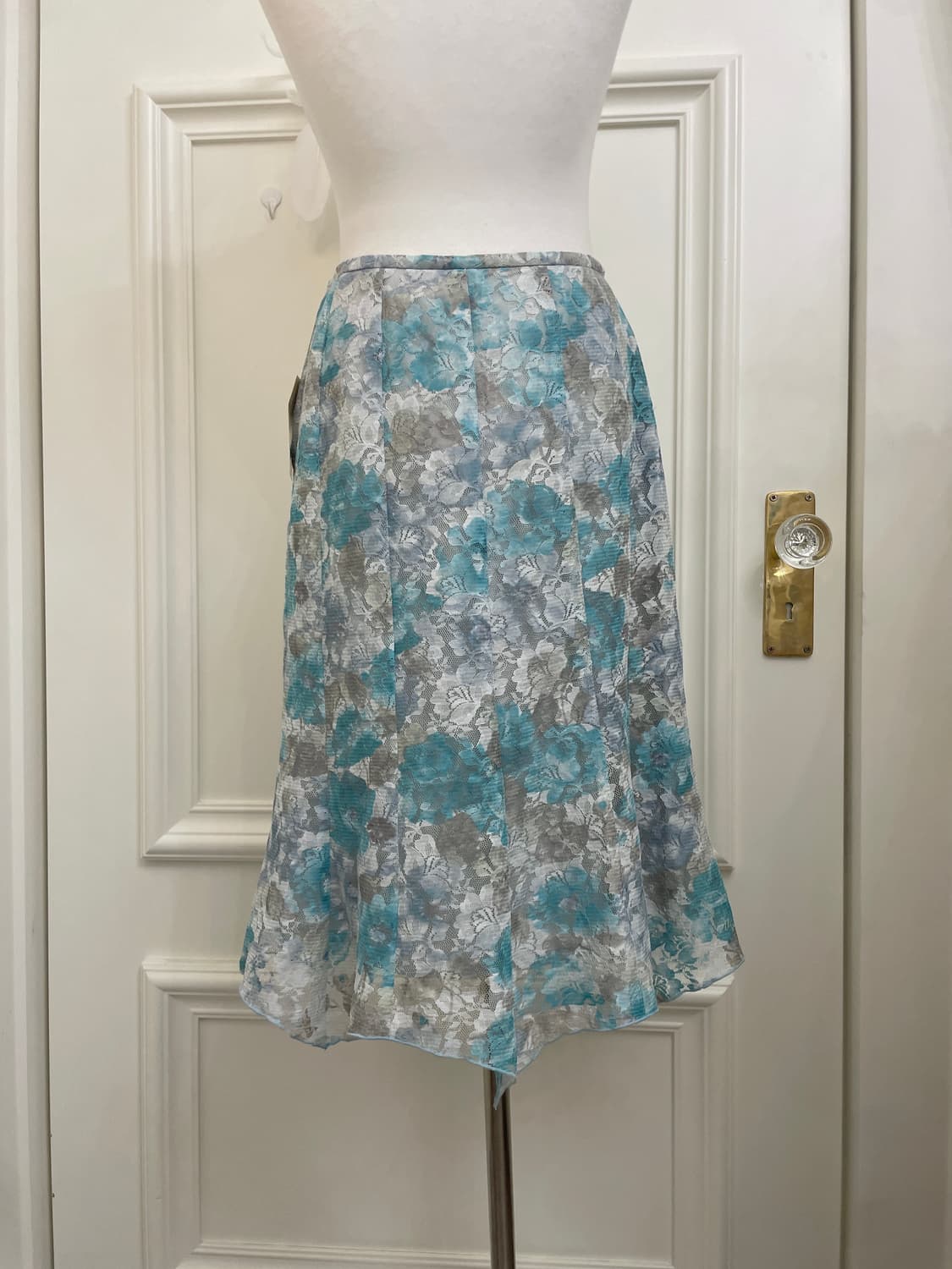 blue flower lace flare summer skirt 상품이미지4