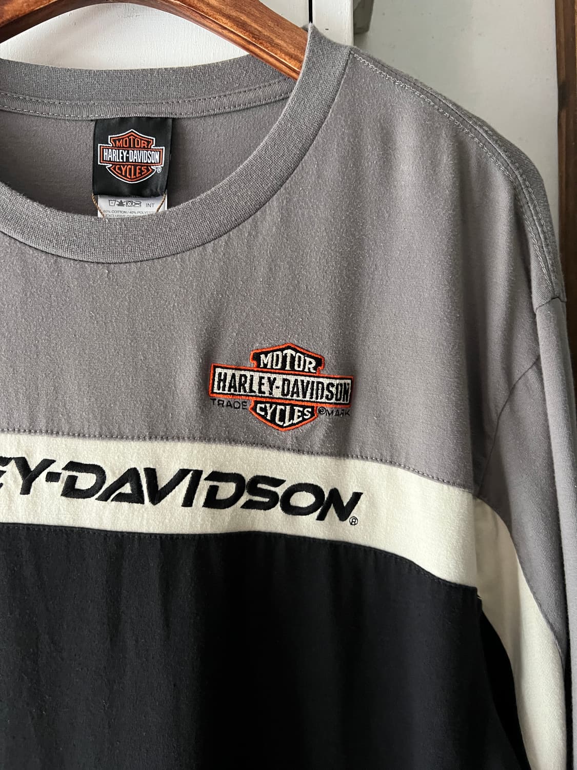 [XL]할리 데이비슨 스펠아웃 자수 로고 롱슬리브 티셔츠 상품이미지4